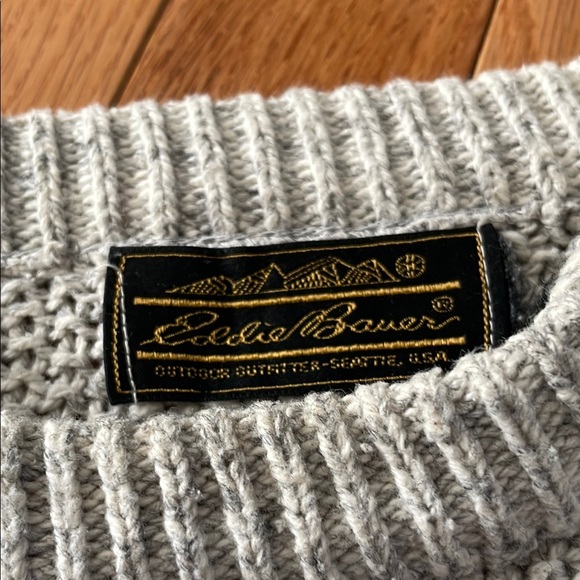 Eddie Bauer vintage Men's Gray and Blue Striped Sweater Medium - Picture 2 of 6